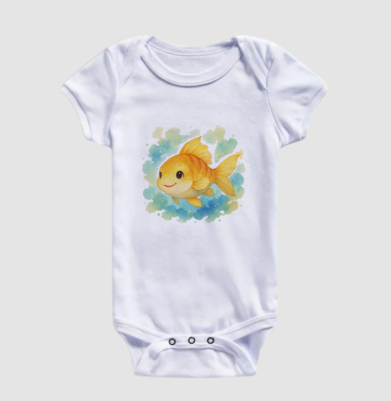 Peixe - estilo aquarela (body bebê)