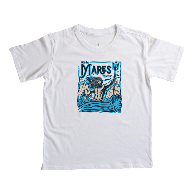 Camiseta Infantil "Rei dos Mares" Estampa Azul