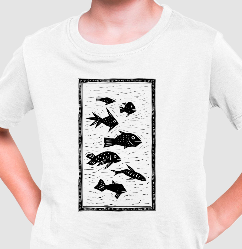 Xilogravura de Cardume