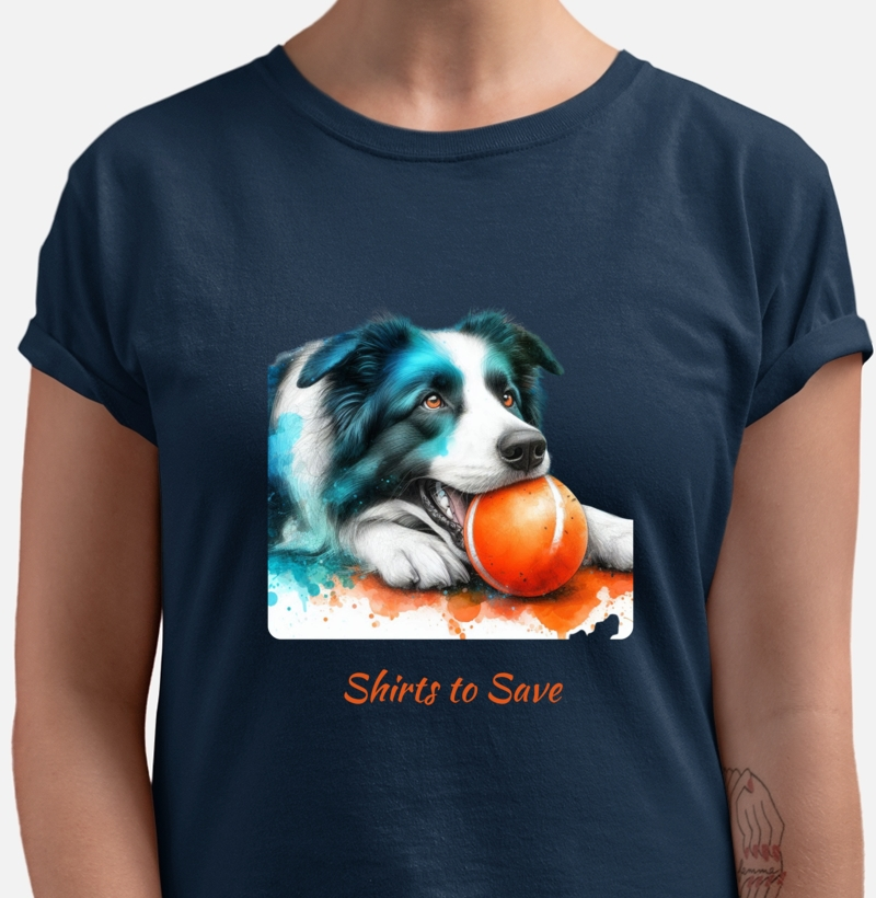 Camiseta Border Collie Bola laranja