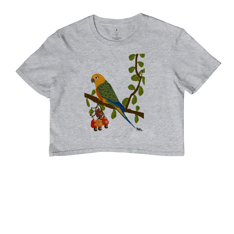 Camiseta Cropped Jandaia e Caju
