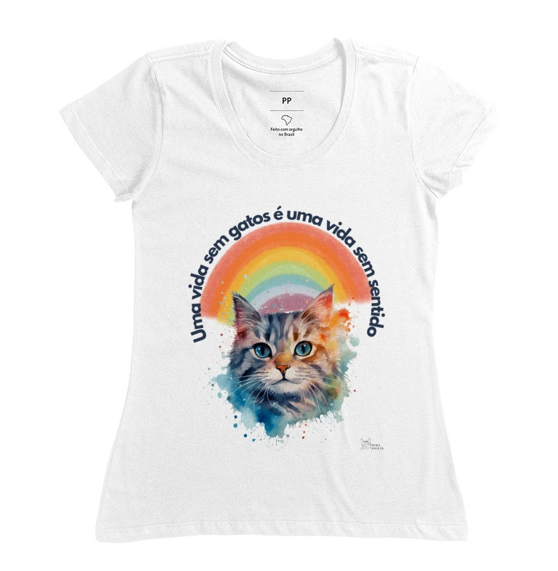 Camiseta "Uma vida sem gatos é uma vida sem sentido"
