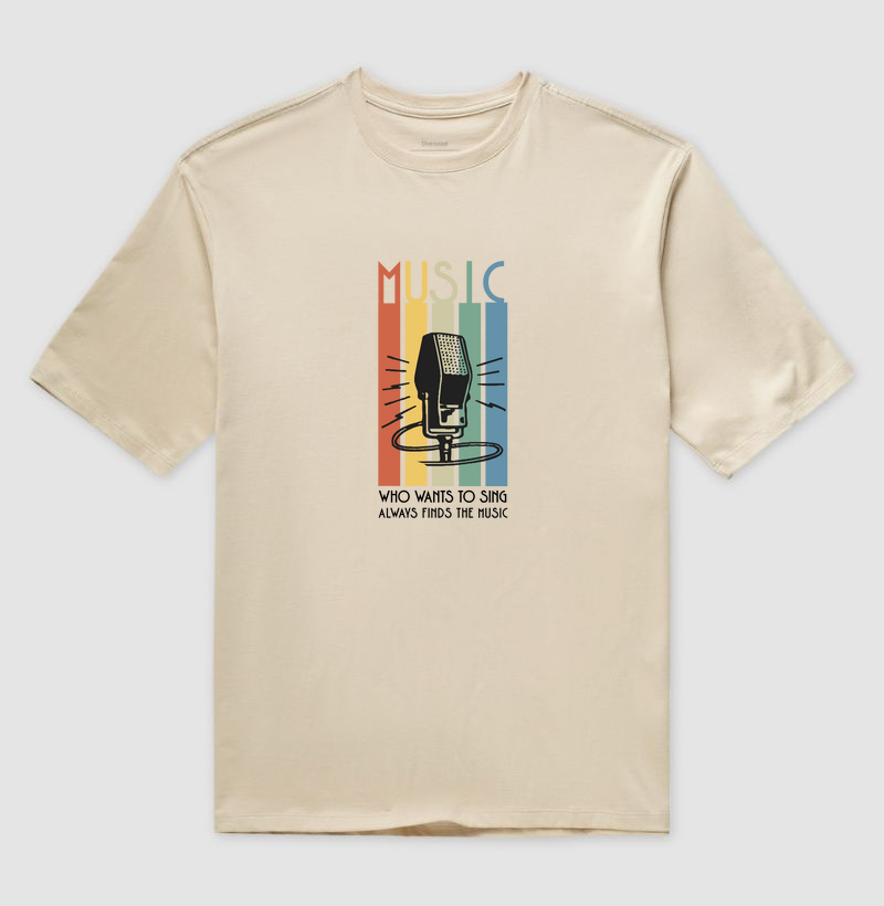 Camiseta Oversized  Microfone Vintage 