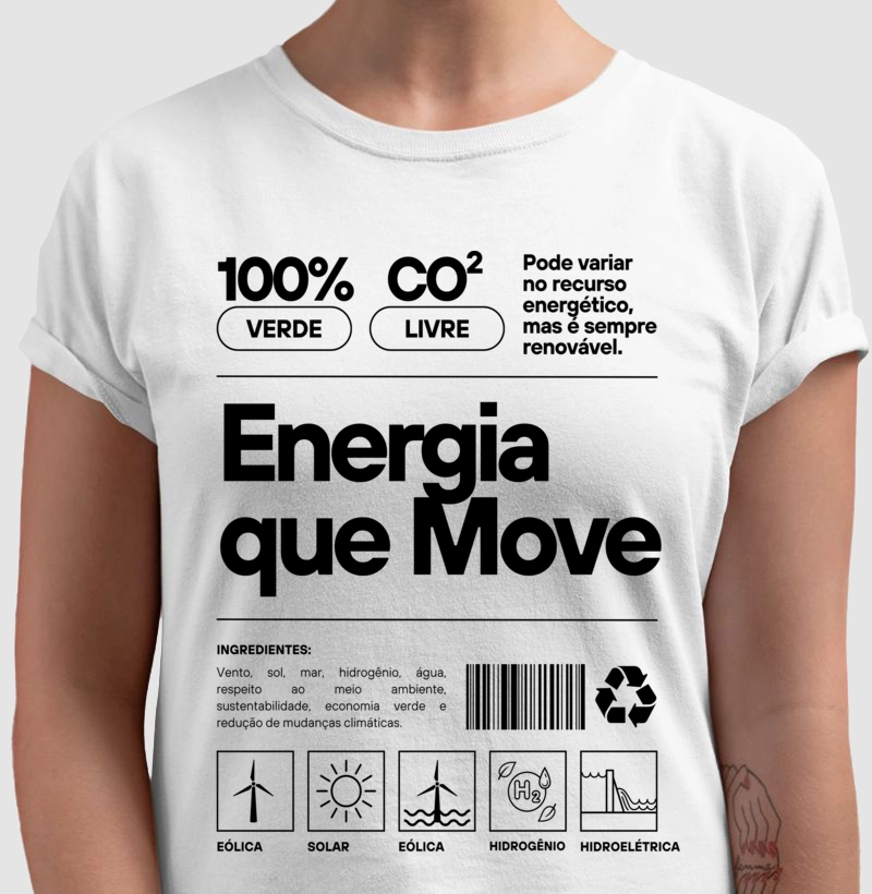 Energia que Move - Camisa Branca e Cinza