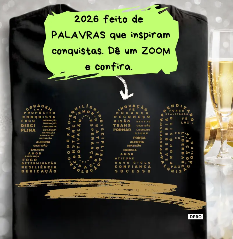 2026 criado com palavras que simbolizam fé, foco e superação.