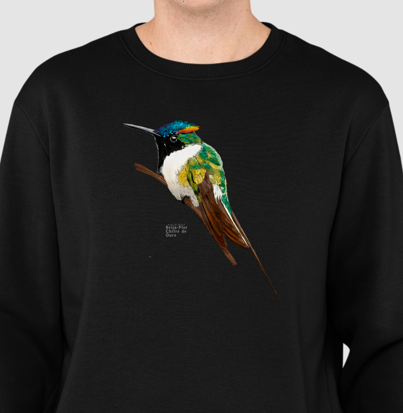 Aves do Brasil - Beija-Flor Chifre de Ouro - Moletom
