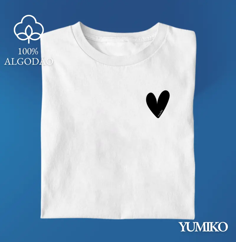 Tshirt em Algodão com Estampa Heartbeat - Preto