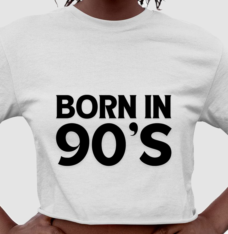 Camiseta Feminina Born in 90’s | Personalizável por Década – AMMAR