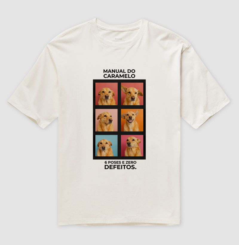 Camiseta Oversized Manual do caramelo: 6 poses e zero defeitos