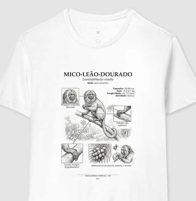 Camiseta Mico-Leão-Dourado Vintage | Coleção Enciclopédia Tropical