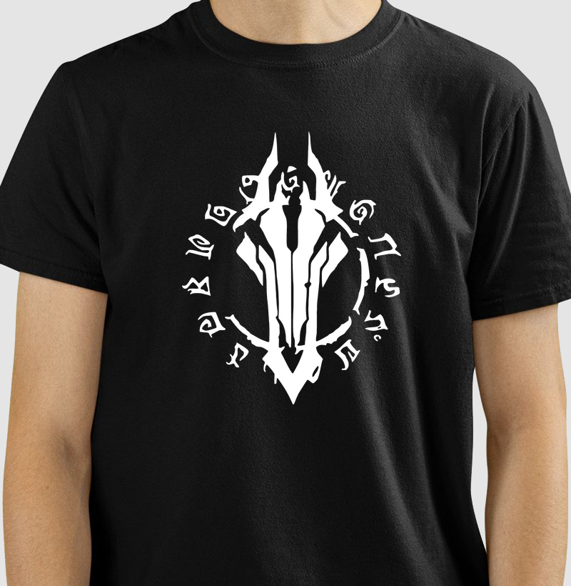 Algodão Premium “Darksiders – Símbolo Rúnico” – Emblema Monocromático Gamer (PP ao 4G)