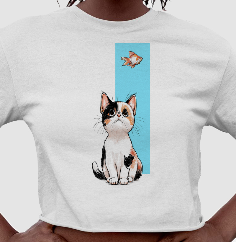 Cropped Gato de Olho no Peixe