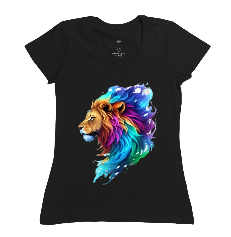 Camiseta Leão Arco-Íris