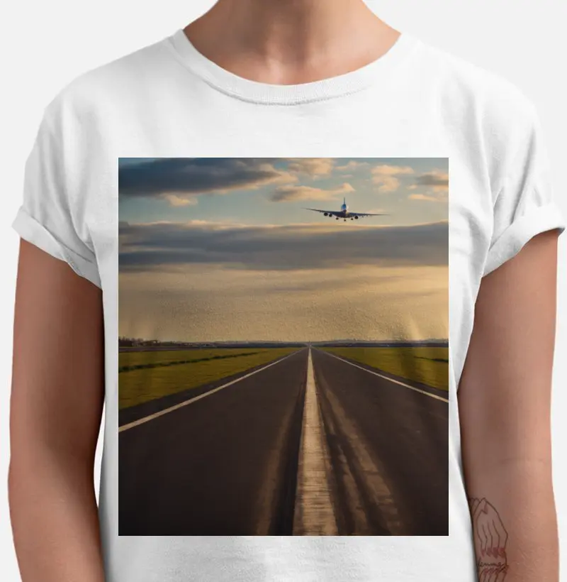 Camiseta avião pousando