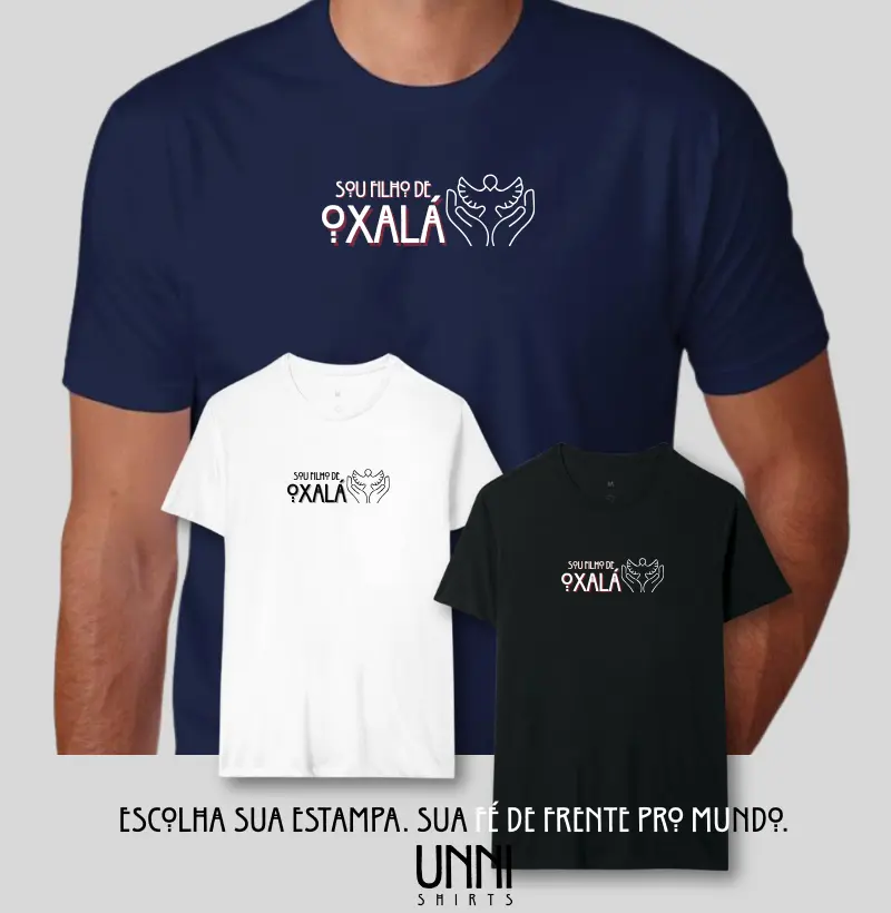 Camiseta Filho de Oxalá Sombreada Azul Marinho