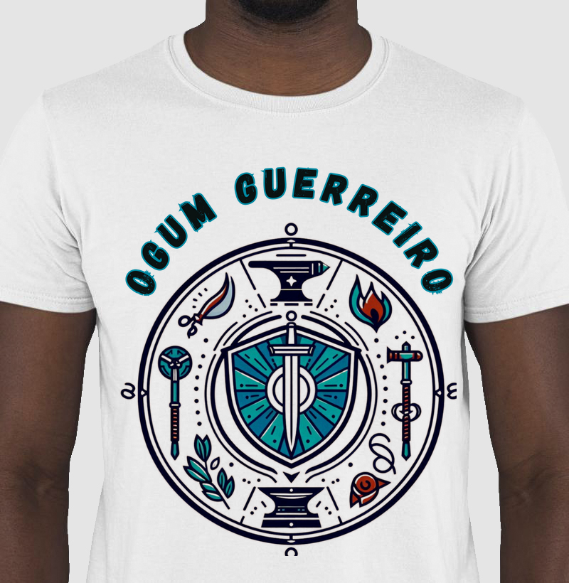 Camiseta Elementos de Ogum Guerreiro 100% Algodão