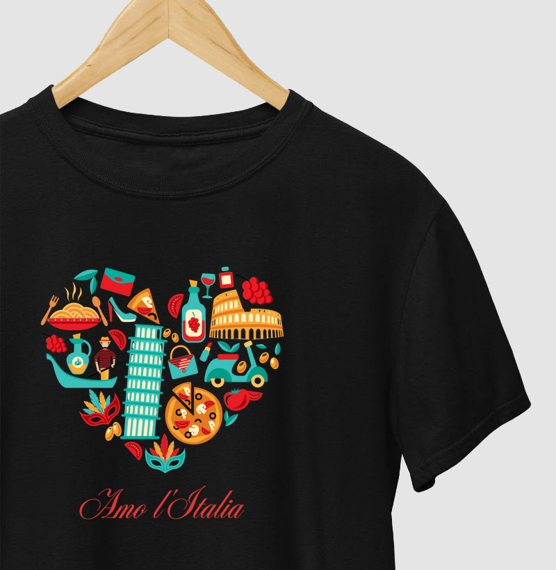 Camiseta "Amo Itália" - Estilo e Paixão pela Itália