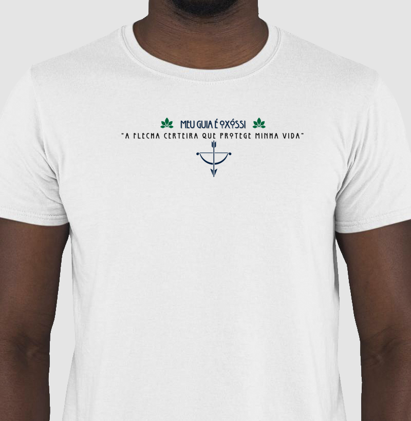 Camiseta Meu Guia é Oxóssi Sombreada Branca Masc.