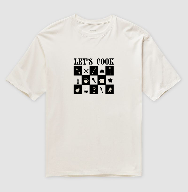 Let’s Cook: Camiseta Oversized - Estilo e Paixão para Chefs e Amantes da Cozinha