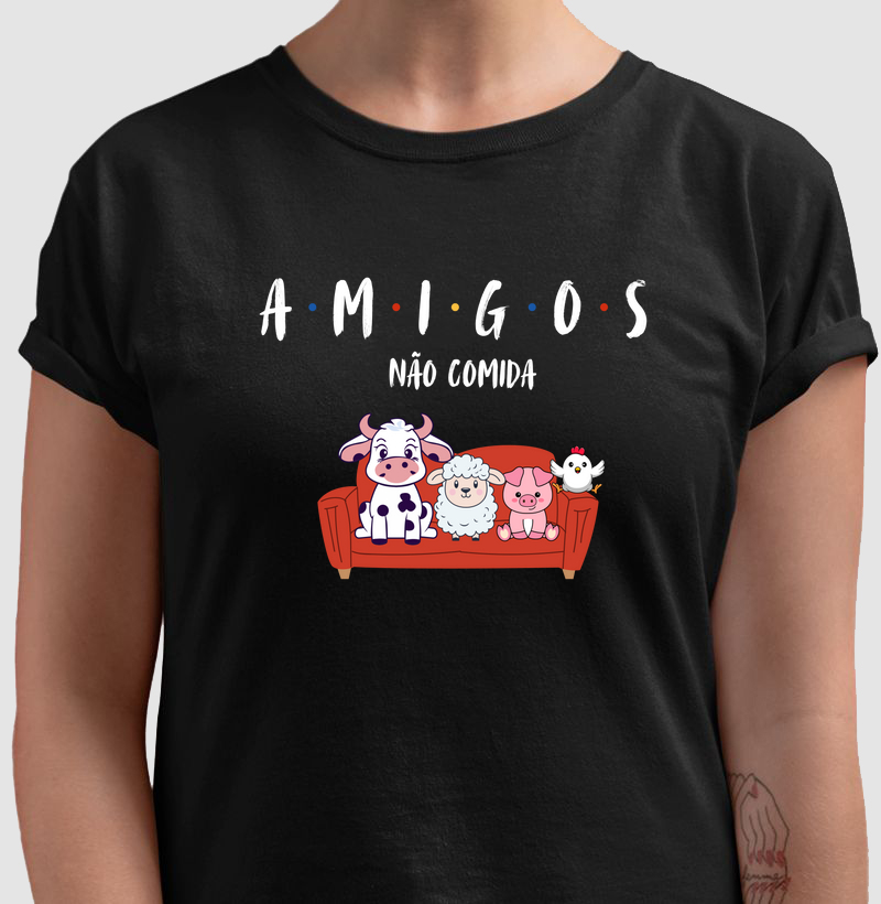 Camiseta Amigos não comida