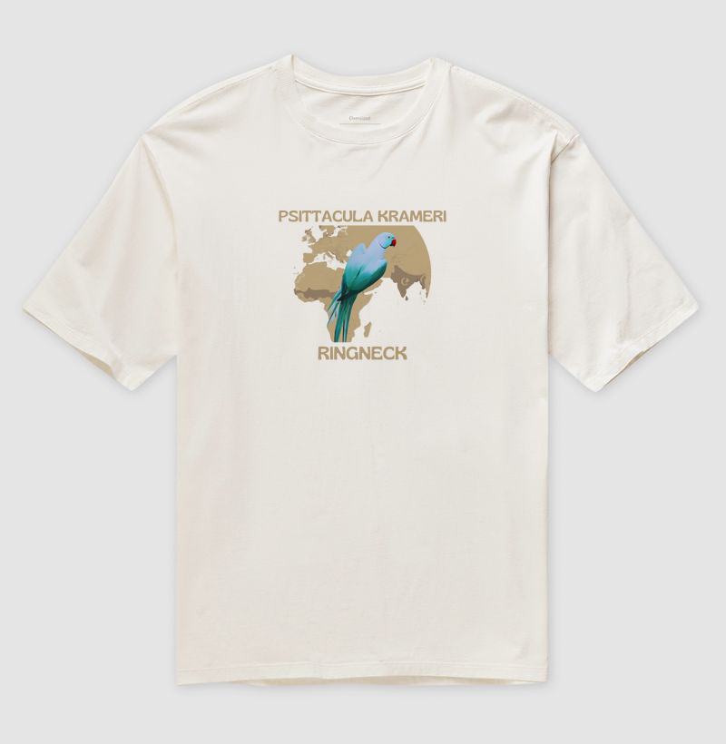 Camiseta Oversized - Ringneck Psittacula Krameri