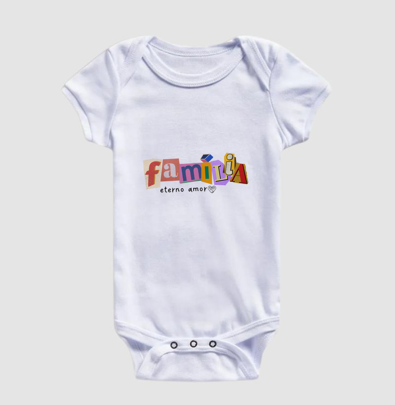 Body Infantil - Família Letra de Jornal