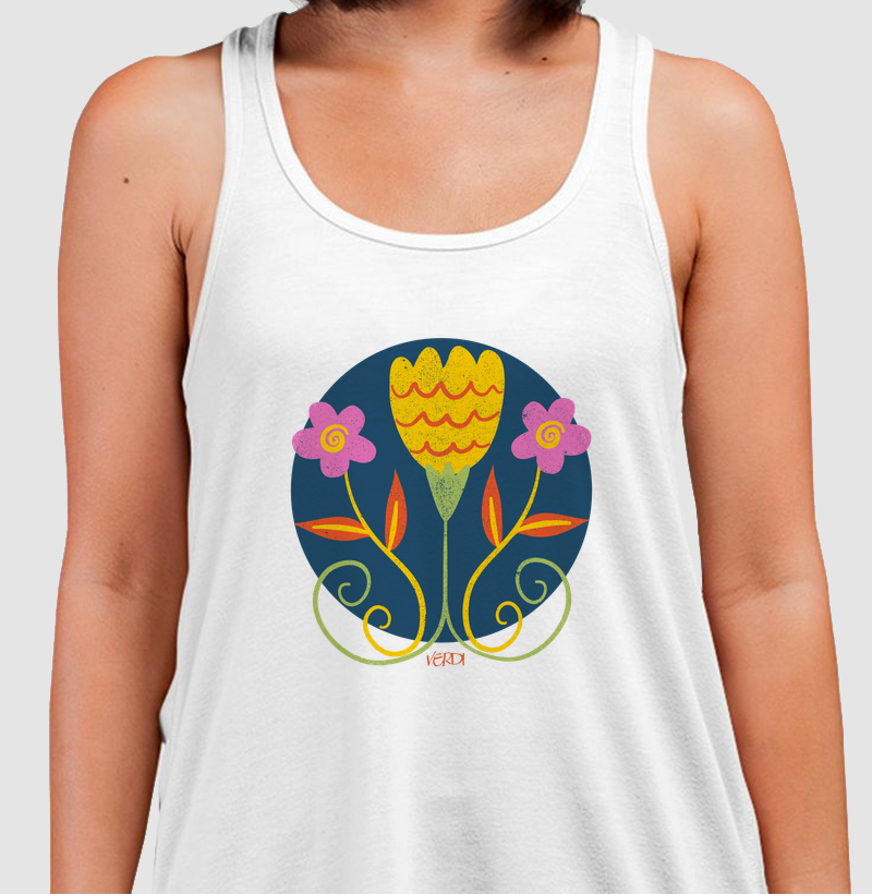 Desenho flores funco azul