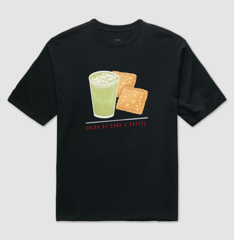 Camiseta caldo de cana e pastel
