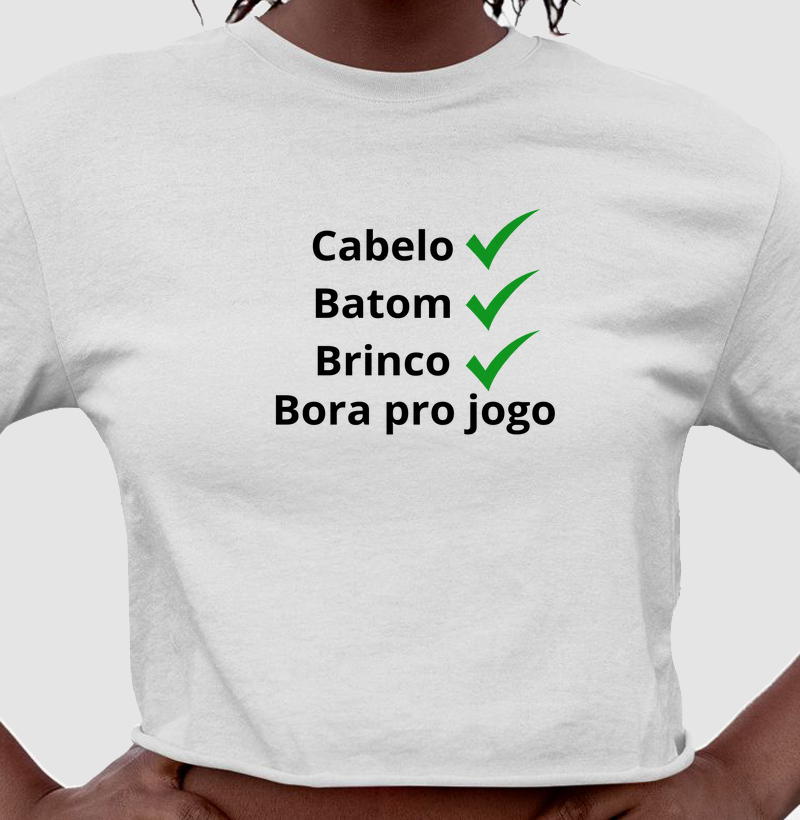 Cropped cabelo, brinco, batom ok