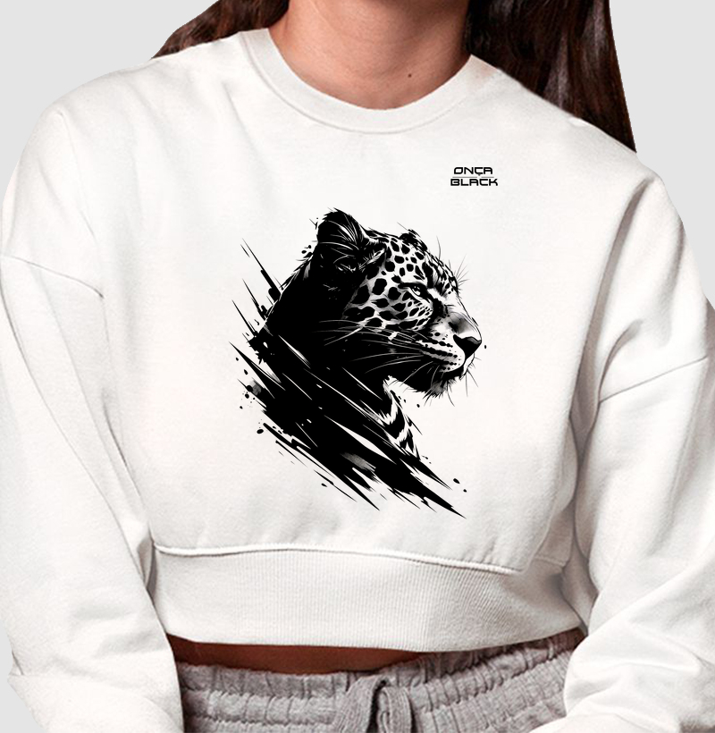 Cropped Moletom - Onça Pensativa