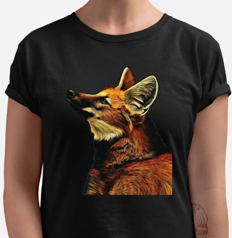 Camiseta Lobo Guará Lateral Olhando Para Cima