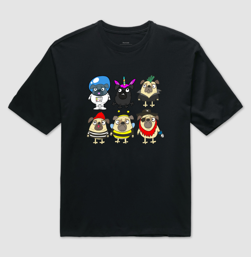 Camiseta Oversized Funny Pug