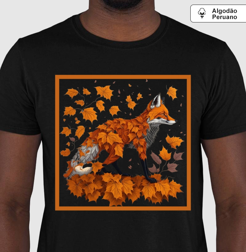 Camiseta Algodão Peruano Raposa entre Folhas