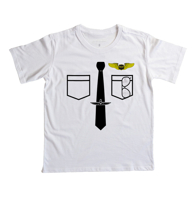 Camiseta Infantil Uniforme de Piloto 100% Algodão