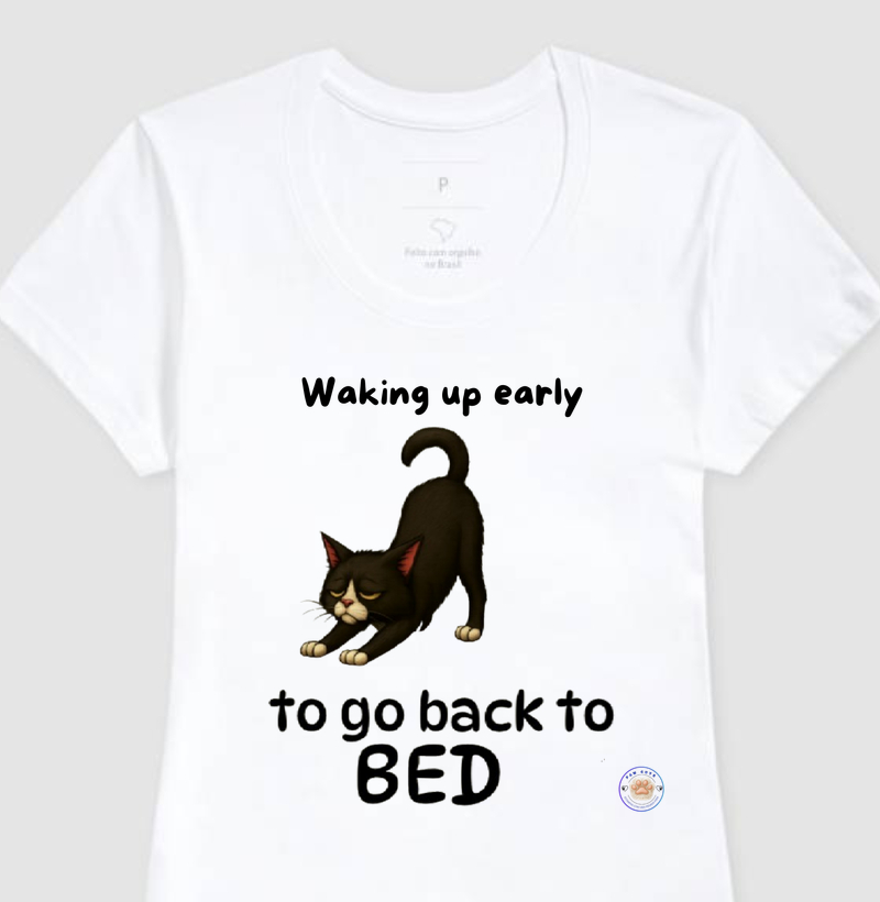 Camiseta Feminina Gato Madrugador – Coleção Emoções