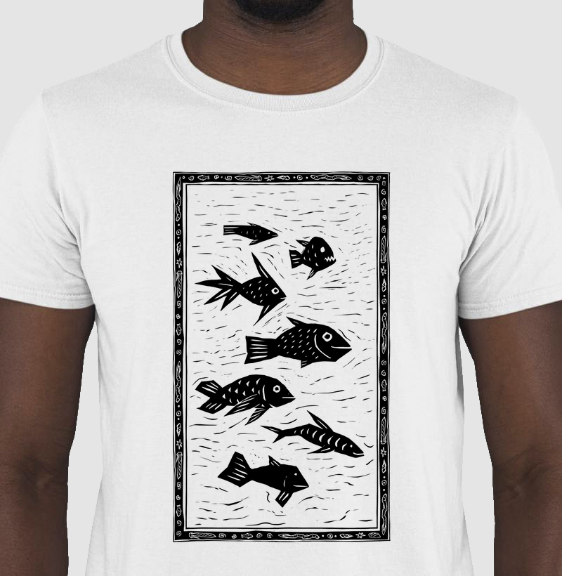 Xilogravura de Cardume