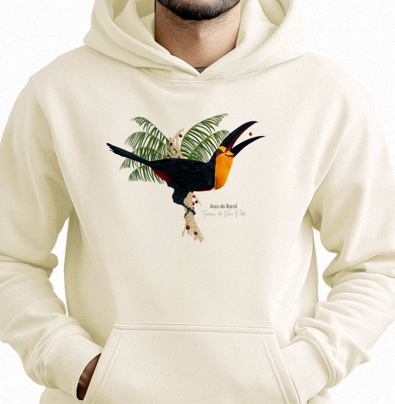 Aves do Brasil - Tucano de Bico Preto - Moletom Hoodie
