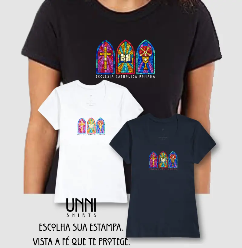 Estampa Vitrôs Católicos Preta Fem.