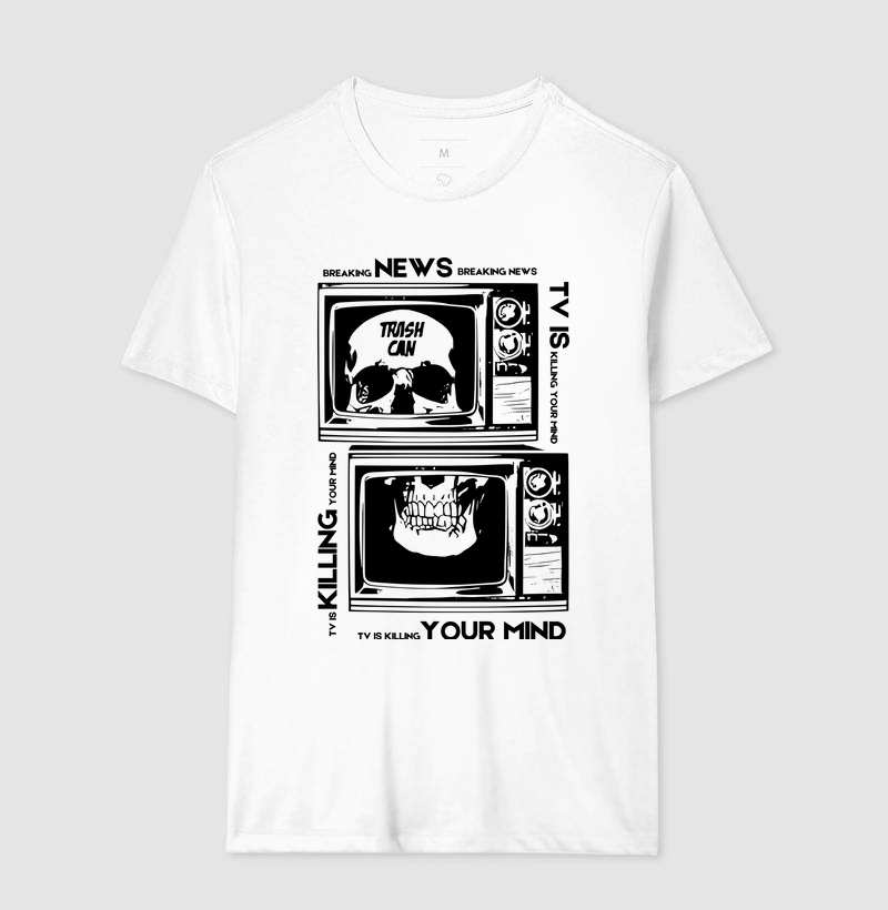 Camiseta Caveira TV Monocrom