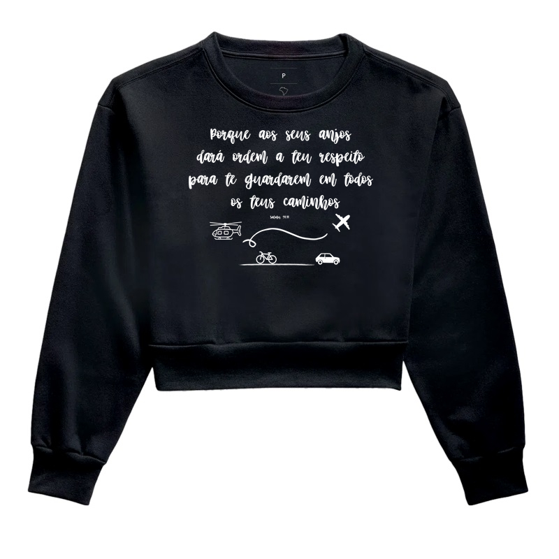 Salmos 91.11 Cropped Moletom 