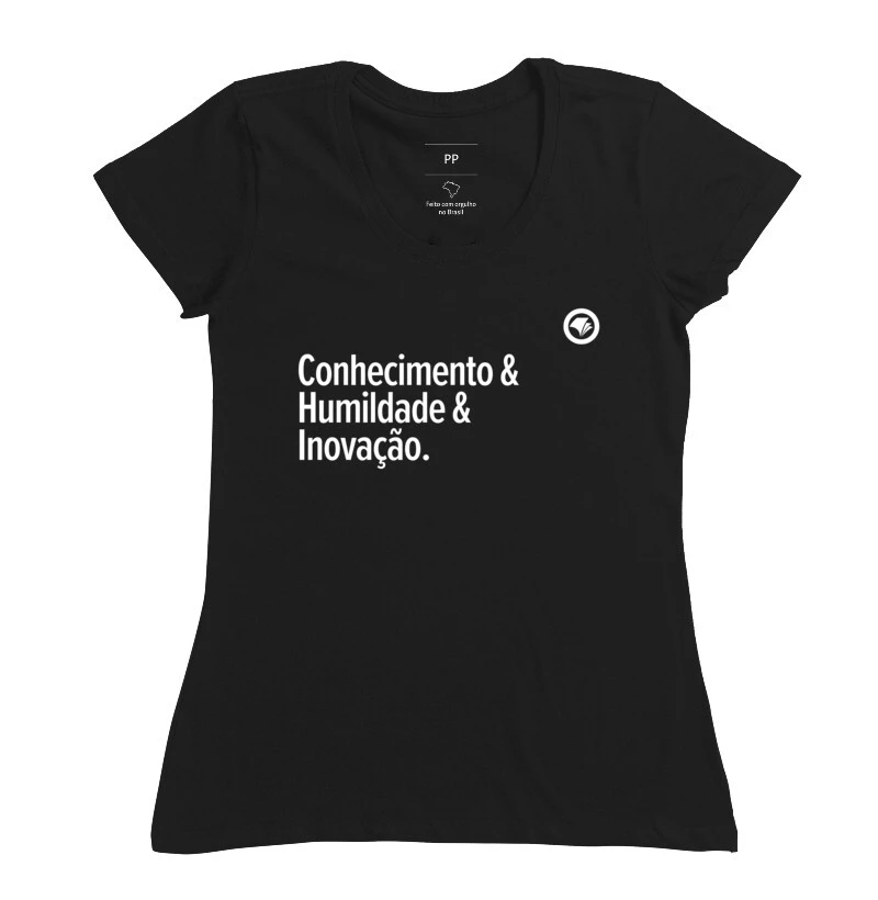 Camiseta Conhecimento, Humildade e Inovação