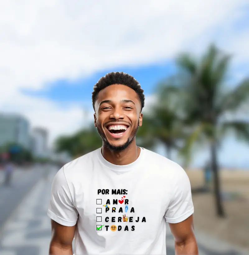 Camisa Por mais Amor, Praia, Cerveja