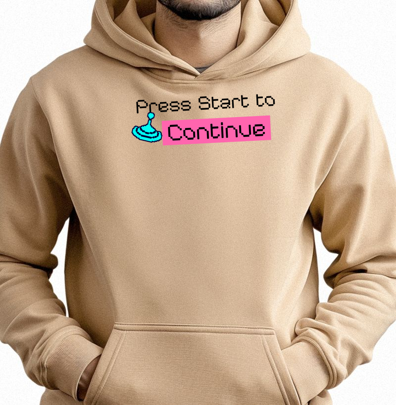 Moletom Slim com Bolso “Press Start to Continue"