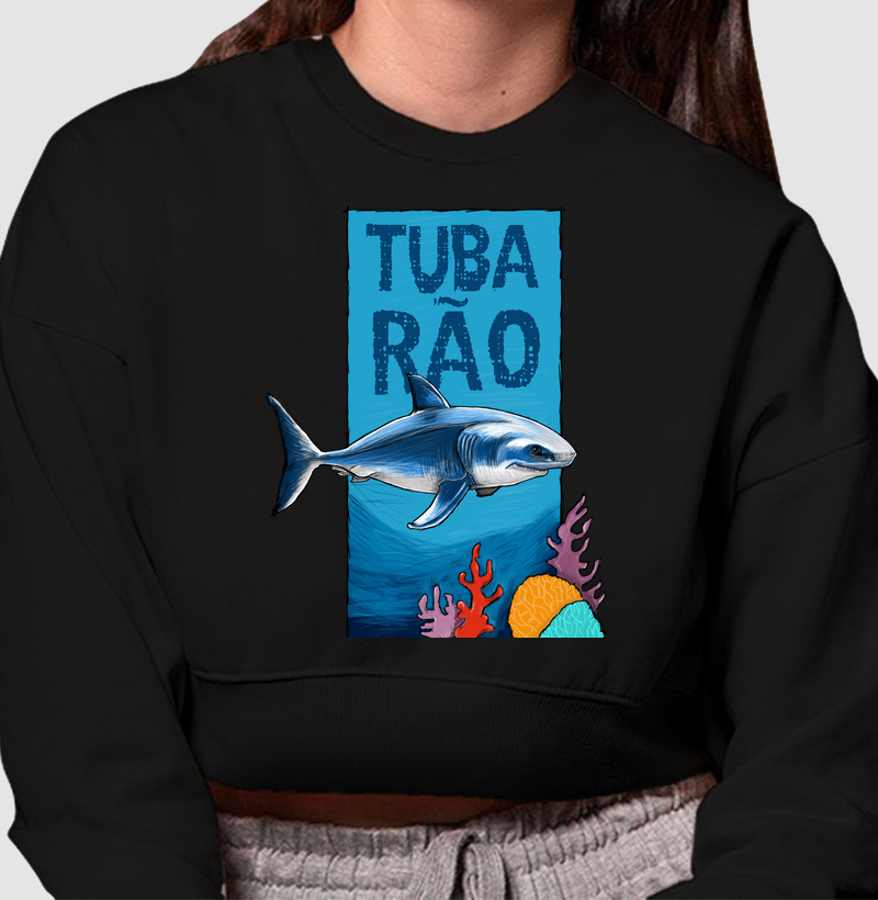 Cropped Moletom O Tubarão
