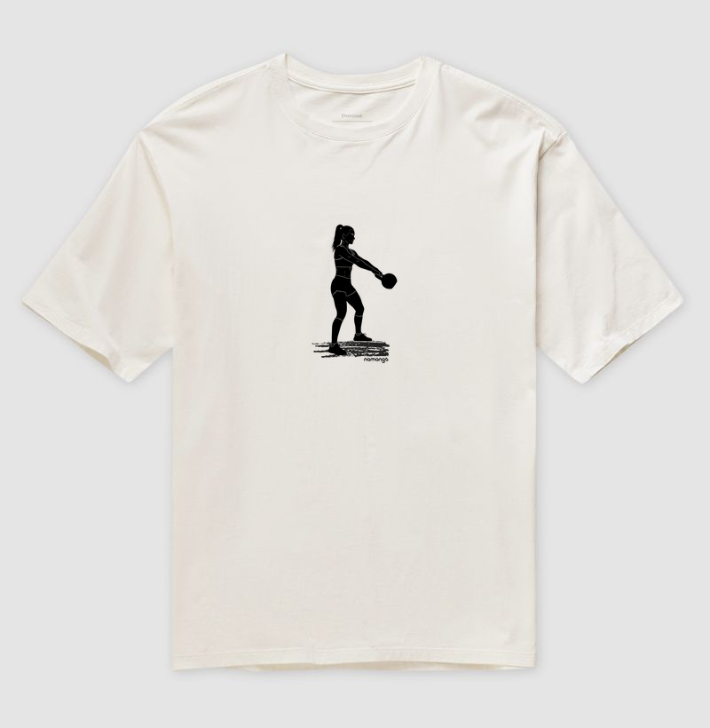 Camiseta Oversized CrossFit Kettlebell Swing Feminina – Na Manga