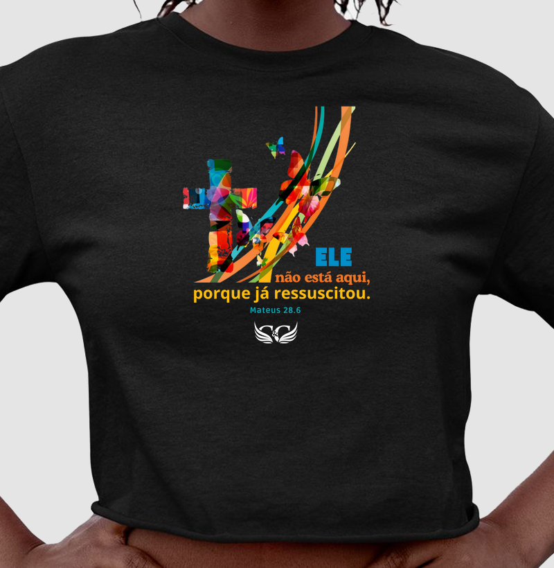 Camiseta de Páscoa Ele não ]está aqui.
