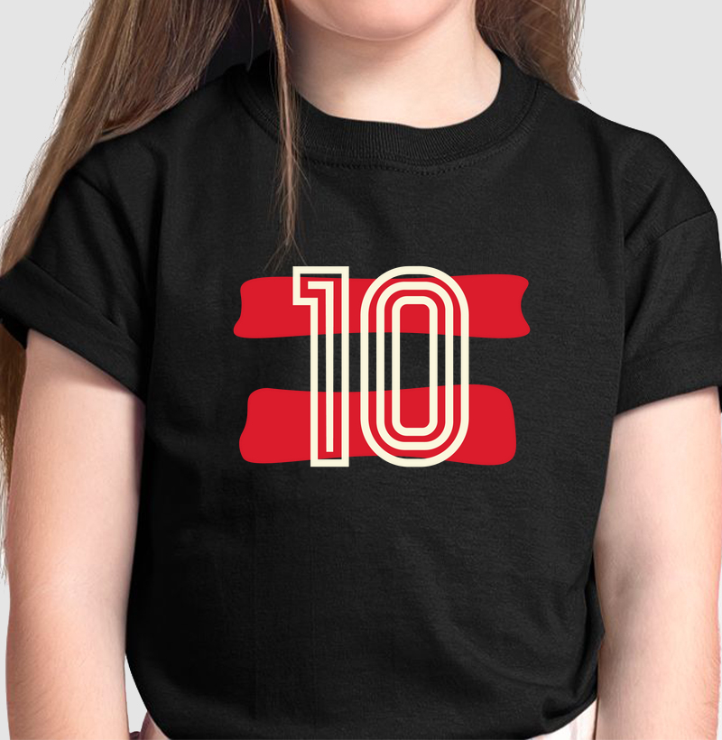 Camiseta Infantil camisa 10 rubro negra