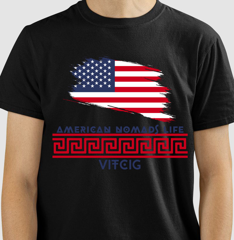AMERICAN.  T-SHIRT Black Rom - Coleção NOMADS VITCIG