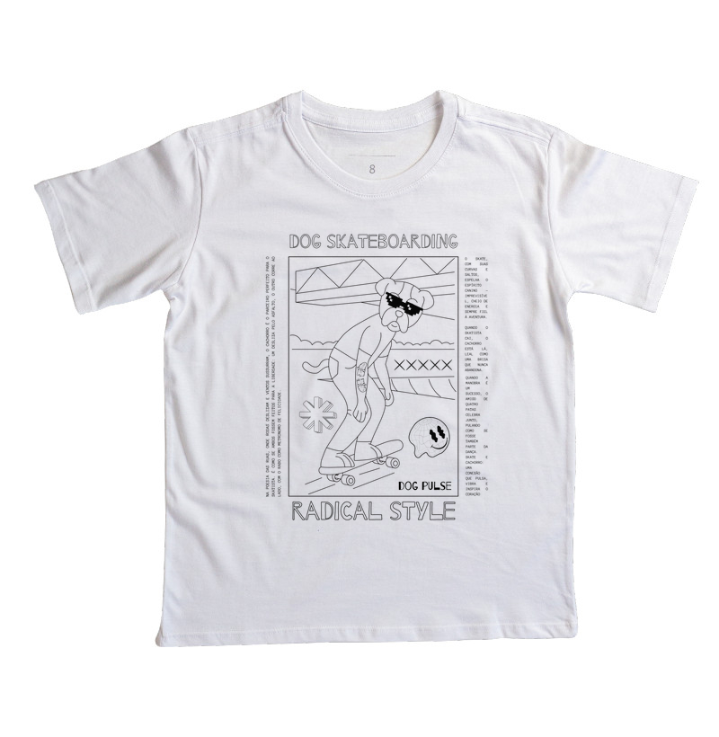 Camiseta Infantil Dog Pulse Skateboarding Radical Style