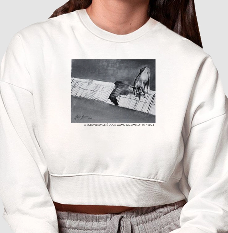 Moletom Cropped Cavalo Caramelo